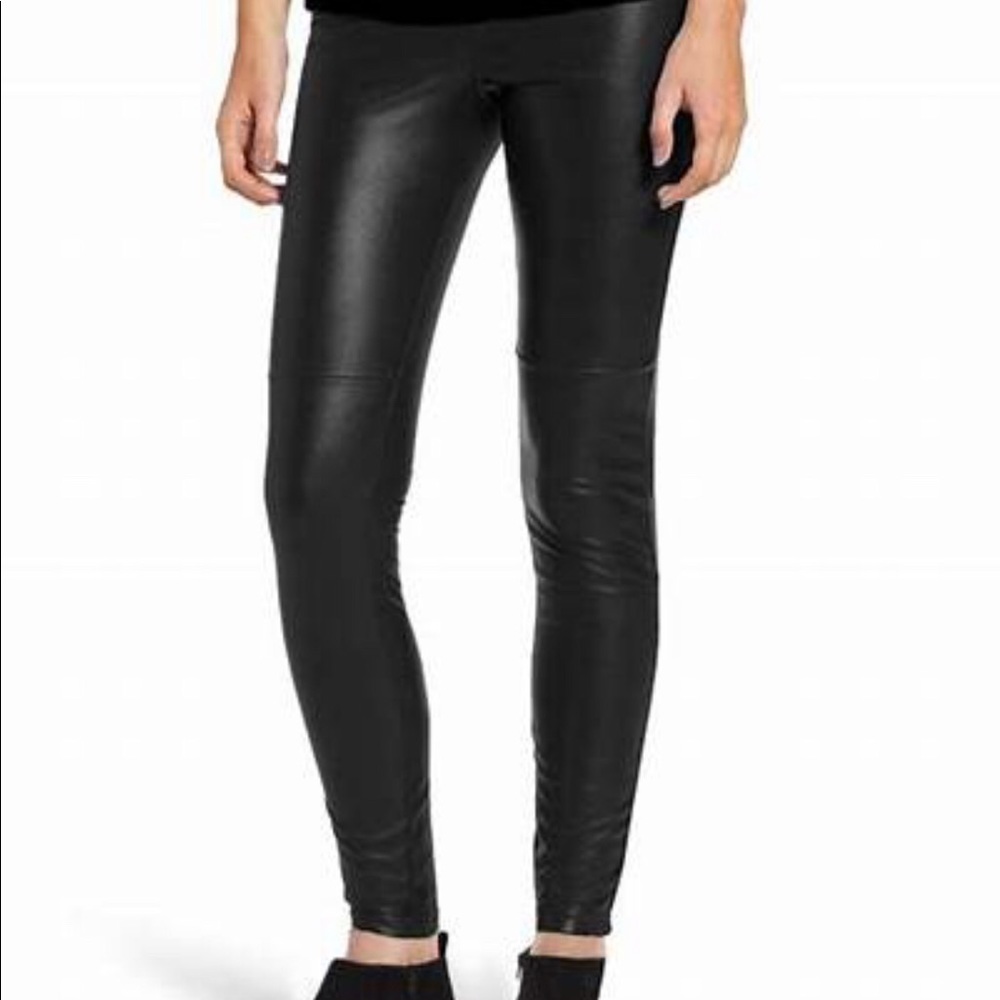 Hue | leatherette hi rise black leggings
